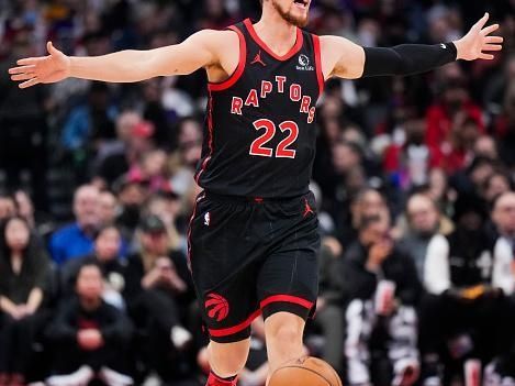 TORONTO, ON - DECEMBER 23: Malachi Flynn #22 of the Toronto Raptors dribbles against the Utah Jazz during the first half of their basketball game at the Scotiabank Arena on December 23, 2023 in Toronto, Ontario, Canada. NOTE TO USER: User expressly acknowledges and agrees that, by downloading and/or using this Photograph, user is consenting to the terms and conditions of the Getty Images License Agreement. (Photo by Mark Blinch/Getty Images)