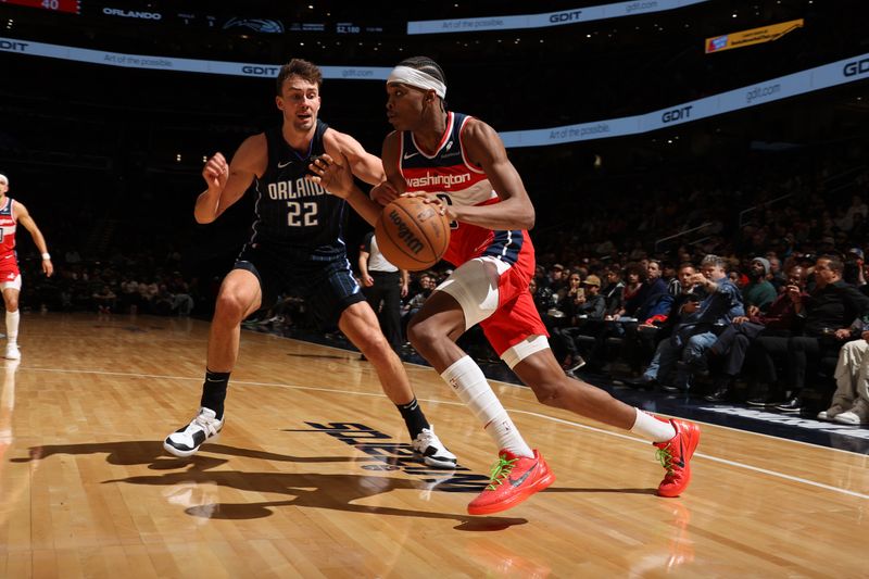 WASHINGTON, DC -? MARCH 6:  Bilal Coulibaly #0 of the Washington Wizards goes to the basket during the game on March 6, 2024 at Capital One Arena in Washington, DC. NOTE TO USER: User expressly acknowledges and agrees that, by downloading and or using this Photograph, user is consenting to the terms and conditions of the Getty Images License Agreement. Mandatory Copyright Notice: Copyright 2024 NBAE (Photo by Stephen Gosling/NBAE via Getty Images)