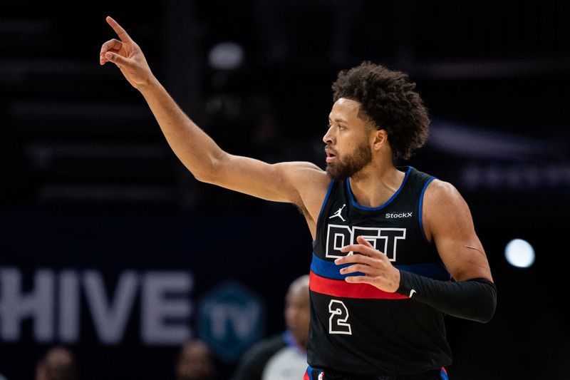 CHARLOTTE, NORTH CAROLINA - NOVEMBER 06: Cade Cunningham #2 of the Detroit Pistons reacts in the first quarter during their game against the Charlotte Hornets at Spectrum Center on November 06, 2024 in Charlotte, North Carolina. NOTE TO USER: User expressly acknowledges and agrees that, by downloading and or using this photograph, User is consenting to the terms and conditions of the Getty Images License Agreement. (Photo by Jacob Kupferman/Getty Images)