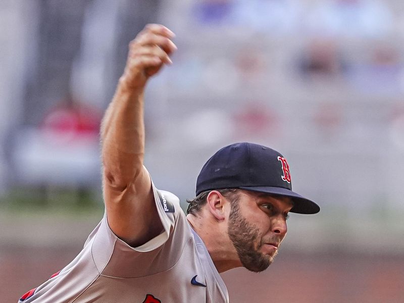 May 7, 2024; Cumberland, Georgia,USA; Boston Red Sox starting pitcher Kutter Crawford (50) pitches against the Atlanta Braves during the first inning at Truist Park. Mandatory Credit: Dale Zanine-USA TODAY Sports