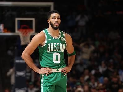 MEMPHIS, TN - NOVEMBER 19: Jayson Tatum #0 of the Boston Celtics looks on during the game against the Memphis Grizzlies on November 19, 2023 at FedExForum in Memphis, Tennessee. NOTE TO USER: User expressly acknowledges and agrees that, by downloading and or using this photograph, User is consenting to the terms and conditions of the Getty Images License Agreement. Mandatory Copyright Notice: Copyright 2023 NBAE (Photo by Joe Murphy/NBAE via Getty Images)