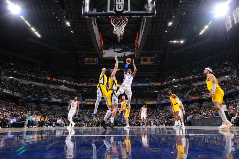 INDIANAPOLIS, IN - MARCH 18: Tobias Harris #12 of the Philadelphia 76ers drives to the basket during the game against the Indiana Pacers on March 18, 2023 at Gainbridge Fieldhouse in Indianapolis, Indiana. NOTE TO USER: User expressly acknowledges and agrees that, by downloading and or using this Photograph, user is consenting to the terms and conditions of the Getty Images License Agreement. Mandatory Copyright Notice: Copyright 2023 NBAE (Photo by Ron Hoskins/NBAE via Getty Images)