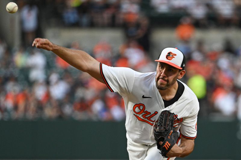 Apr 29, 2024; Baltimore, Maryland, USA;  Baltimore Orioles pitcher Grayson Rodriguez (30) throws a third inning pitch against the New York Yankees at Oriole Park at Camden Yards. Mandatory Credit: Tommy Gilligan-USA TODAY Sports