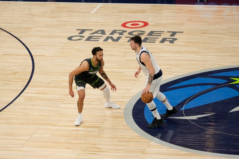 MINNEAPOLIS, MN - MAY 30: Luka Doncic #77 of the Dallas Mavericks dribbles the ball during the game against the Minnesota Timberwolves during Game 5 of the Western Conference Finals of the 2024 NBA Playoffs on May 30, 2024 at Target Center in Minneapolis, Minnesota. NOTE TO USER: User expressly acknowledges and agrees that, by downloading and or using this Photograph, user is consenting to the terms and conditions of the Getty Images License Agreement. Mandatory Copyright Notice: Copyright 2024 NBAE (Photo by Jordan Johnson/NBAE via Getty Images)