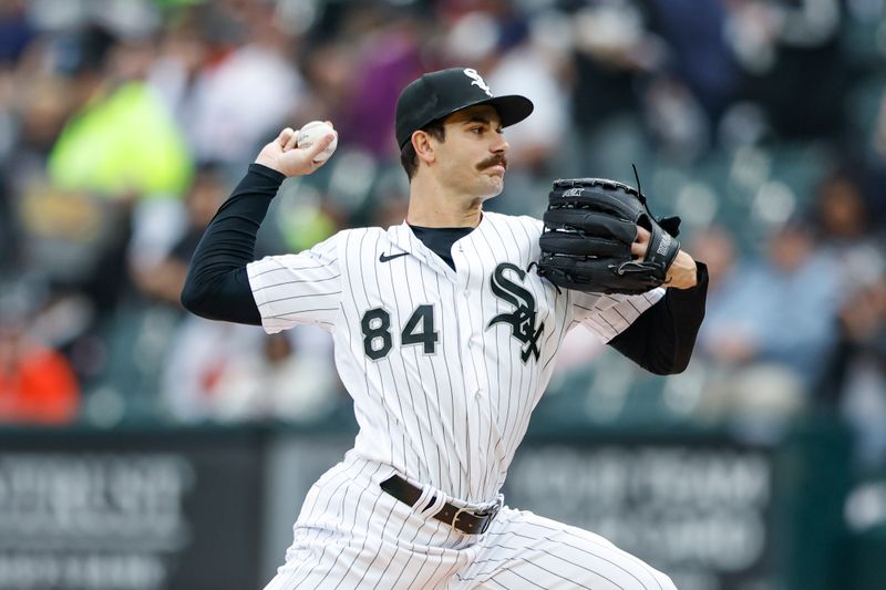 May 13, 2023; Chicago, Illinois, USA; Chicago White Sox starting pitcher Dylan Cease (84) pitches against the Houston Astros during the first inning at Guaranteed Rate Field. Mandatory Credit: Kamil Krzaczynski-USA TODAY Sports