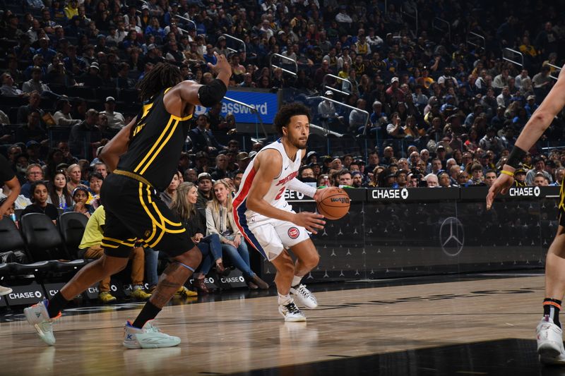 SAN FRANCISCO, CA - JANUARY 5: Cade Cunningham #2 of the Detroit Pistons dribbles the ball during the game against the Golden State Warriors on January 5, 2024 at Chase Center in San Francisco, California. NOTE TO USER: User expressly acknowledges and agrees that, by downloading and or using this photograph, user is consenting to the terms and conditions of Getty Images License Agreement. Mandatory Copyright Notice: Copyright 2024 NBAE (Photo by Noah Graham/NBAE via Getty Images)