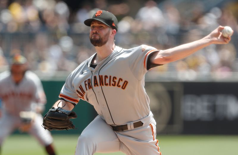 Jul 16, 2023; Pittsburgh, Pennsylvania, USA; San Francisco Giants starting pitcher Alex Wood (57) delivers a pitch against the Pittsburgh Pirates during the first inning at PNC Park. Mandatory Credit: Charles LeClaire-USA TODAY Sports