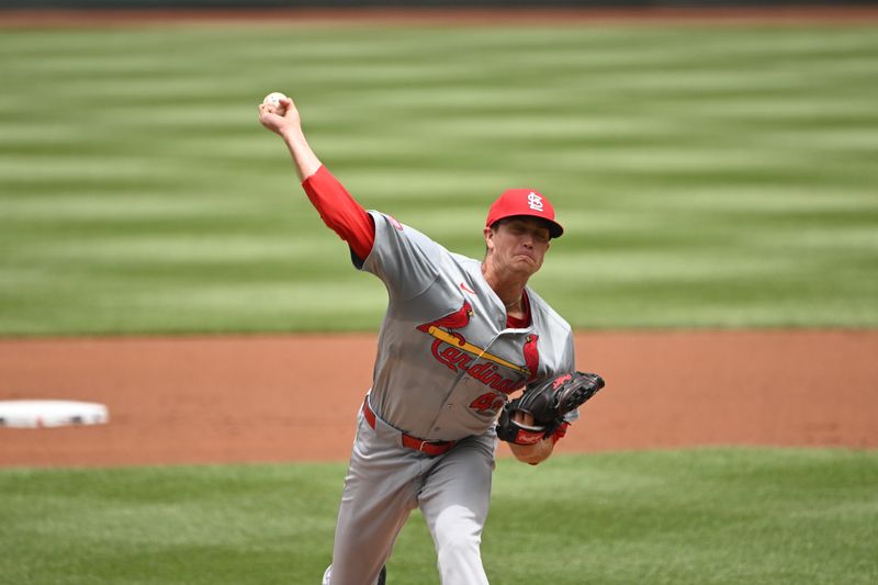 Jul 7, 2024; Washington, District of Columbia, USA; St. Louis Cardinals starting pitcher Kyle Gibson (44) throws a pitch against the Washington Nationals during the first inning at Nationals Park. Mandatory Credit: Rafael Suanes-USA TODAY Sports