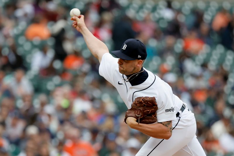 Jun 11, 2023; Detroit, Michigan, USA;  Detroit Tigers relief pitcher Alex Lange (55) pitches in the seventh inning against the Arizona Diamondbacks at Comerica Park. Mandatory Credit: Rick Osentoski-USA TODAY Sports