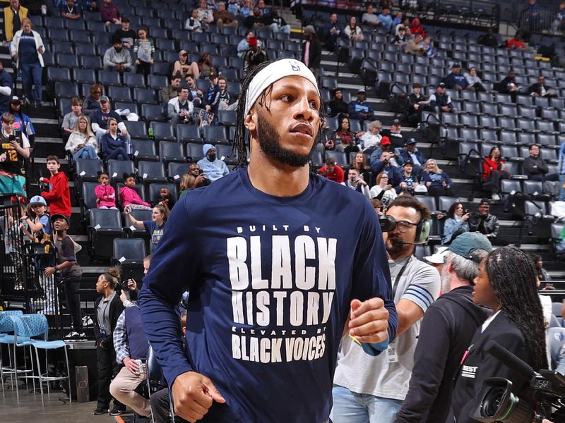 MEMPHIS, TN - FEBRUARY 15: Lamar Stevens #24 of the Memphis Grizzlies looks on before the game against the Milwaukee Bucks on February 15, 2024 at FedExForum in Memphis, Tennessee. NOTE TO USER: User expressly acknowledges and agrees that, by downloading and or using this photograph, User is consenting to the terms and conditions of the Getty Images License Agreement. Mandatory Copyright Notice: Copyright 2024 NBAE (Photo by Stephen Gosling/NBAE via Getty Images)