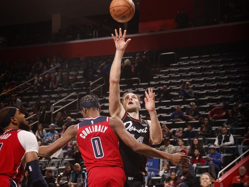 DETROIT, MI - JANUARY 27: Bojan Bogdanovic #44 of the Detroit Pistons shoots the ball during the game against the Washington Wizards on January 27, 2024 at Little Caesars Arena in Detroit, Michigan. NOTE TO USER: User expressly acknowledges and agrees that, by downloading and/or using this photograph, User is consenting to the terms and conditions of the Getty Images License Agreement. Mandatory Copyright Notice: Copyright 2024 NBAE (Photo by Brian Sevald/NBAE via Getty Images)