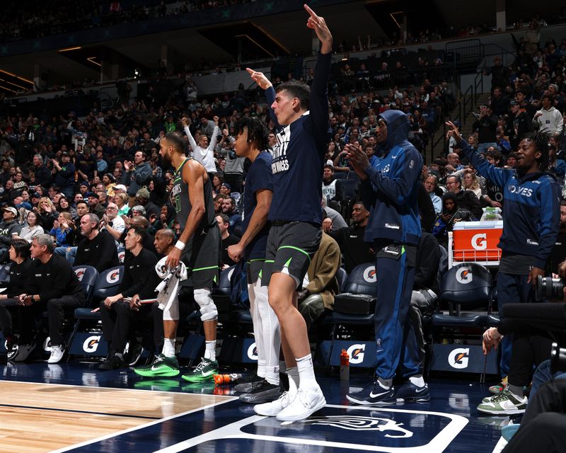 MINNEAPOLIS, MN - FEBRUARY 6: Luka Garza #55 of the Minnesota Timberwolves celebrates three point basket during the game against the Houston Rockets on February 6, 2025 at Target Center in Minneapolis, Minnesota. NOTE TO USER: User expressly acknowledges and agrees that, by downloading and or using this Photograph, user is consenting to the terms and conditions of the Getty Images License Agreement. Mandatory Copyright Notice: Copyright 2025 NBAE(Photo by David Sherman/NBAE via Getty Images)