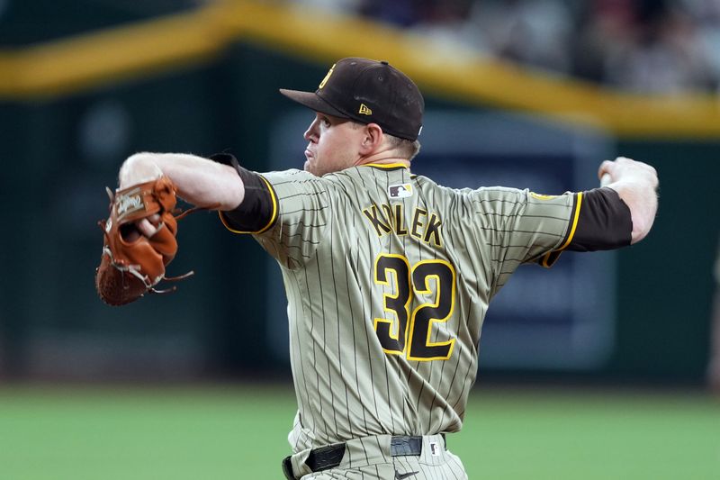 May 4, 2024; Phoenix, Arizona, USA; San Diego Padres pitcher Stephen Kolek (32) pitches against the Arizona Diamondbacks during the ninth inning at Chase Field. Mandatory Credit: Joe Camporeale-USA TODAY Sports