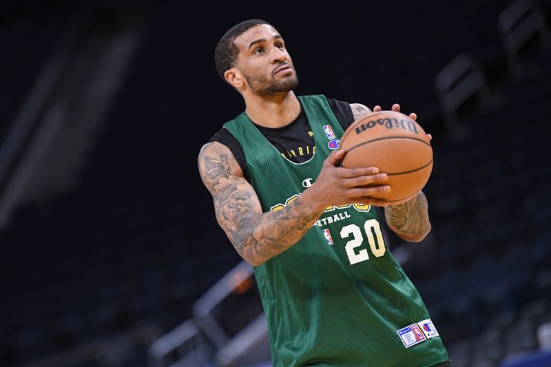 SAN FRANCISCO, CA - FEBRUARY 25: Gary Payton II #0 of the Golden State Warriors warms up before the game against the Charlotte Hornets on February 25, 2025 at Chase Center in San Francisco, California. NOTE TO USER: User expressly acknowledges and agrees that, by downloading and or using this photograph, user is consenting to the terms and conditions of Getty Images License Agreement. Mandatory Copyright Notice: Copyright 2025 NBAE (Photo by Noah Graham/NBAE via Getty Images)