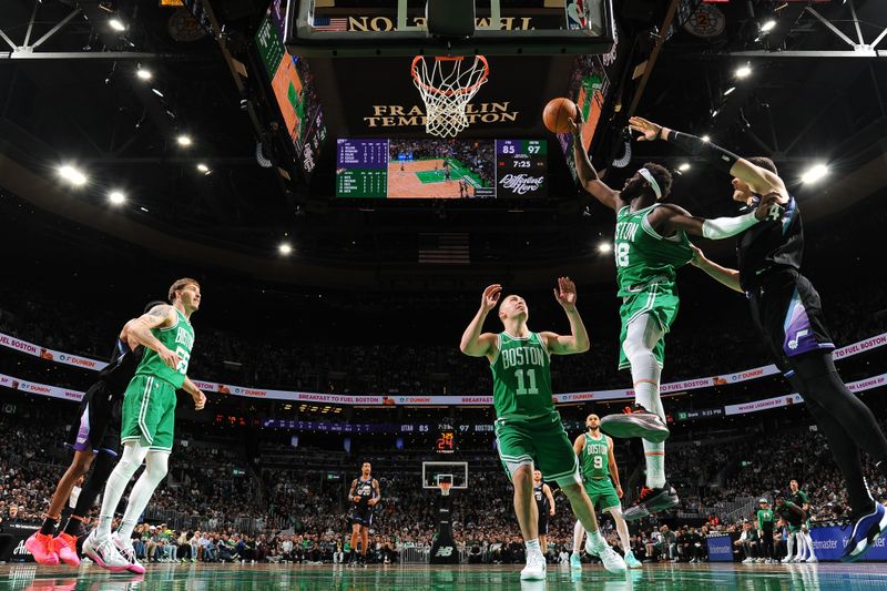 BOSTON, MA - MARCH 10: Neemias Queta #88 of the Boston Celtics rebounds the ball during the game against the Utah Jazz on March 10, 2025 at TD Garden in Boston, Massachusetts. NOTE TO USER: User expressly acknowledges and agrees that, by downloading and/or using this Photograph, user is consenting to the terms and conditions of the Getty Images License Agreement. Mandatory Copyright Notice: Copyright 2025 NBAE (Photo by Brian Babineau/NBAE via Getty Images)