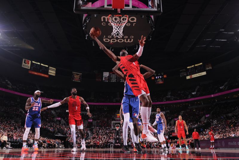 PORTLAND, OR - JANUARY 29: Jerami Grant #9 of the Portland Trail Blazers shoots the ball during the game against the Philadelphia 76ers on January 29, 2024 at the Moda Center Arena in Portland, Oregon. NOTE TO USER: User expressly acknowledges and agrees that, by downloading and or using this photograph, user is consenting to the terms and conditions of the Getty Images License Agreement. Mandatory Copyright Notice: Copyright 2024 NBAE (Photo by Cameron Browne/NBAE via Getty Images)