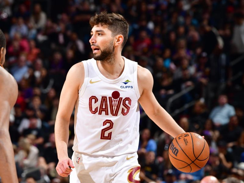 PHOENIX, AZ - MARCH 21: Ty Jerome #2 of the Cleveland Cavaliers dribbles the ball during the game against the Phoenix Suns  on March 21, 2025 at PHX Arena in Phoenix, Arizona. NOTE TO USER: User expressly acknowledges and agrees that, by downloading and or using this photograph, user is consenting to the terms and conditions of the Getty Images License Agreement. Mandatory Copyright Notice: Copyright 2025 NBAE (Photo by Barry Gossage/NBAE via Getty Images)