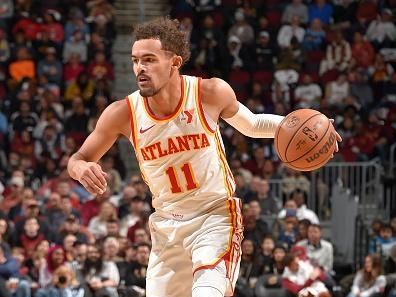 CLEVELAND, OH - NOVEMBER 28: Trae Young #11 of the Atlanta Hawks dribbles the ball during the game against the Cleveland Cavaliers during the In-Season Tournament on November 28, 2023 at Rocket Mortgage FieldHouse in Cleveland, Ohio. NOTE TO USER: User expressly acknowledges and agrees that, by downloading and/or using this Photograph, user is consenting to the terms and conditions of the Getty Images License Agreement. Mandatory Copyright Notice: Copyright 2023 NBAE (Photo by David Liam Kyle/NBAE via Getty Images)