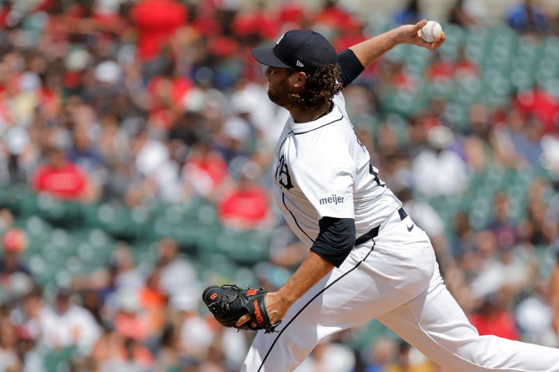 Jul 30, 2024; Detroit, Michigan, USA;  Detroit Tigers relief pitcher Jason Foley (68) throws against the Cleveland Guardians in the eighth inning at Comerica Park. Mandatory Credit: Rick Osentoski-USA TODAY Sports