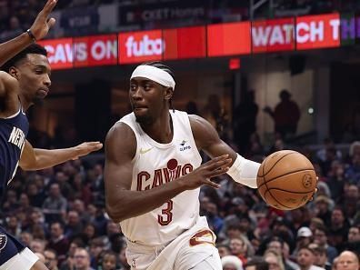 CLEVELAND, OH - DECEMBER 21:  Caris LeVert #3 of the Cleveland Cavaliers handles the ball during the game against the New Orleans Pelicans on December 21, 2023 at Rocket Mortgage FieldHouse in Cleveland, Ohio. NOTE TO USER: User expressly acknowledges and agrees that, by downloading and/or using this Photograph, user is consenting to the terms and conditions of the Getty Images License Agreement. Mandatory Copyright Notice: Copyright 2023 NBAE (Photo by  Lauren Leigh Bacho/NBAE via Getty Images)