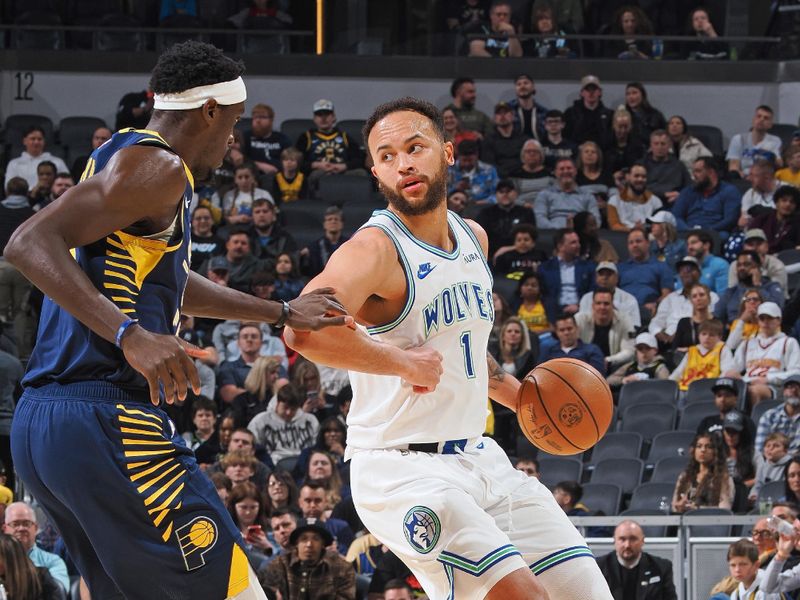 INDIANAPOLIS, IN - MARCH 7:  Kyle Anderson #1 of the Minnesota Timberwolves dribbles the ball during the game against the Indiana Pacers on March 7, 2024 at Gainbridge Fieldhouse in Indianapolis, Indiana. NOTE TO USER: User expressly acknowledges and agrees that, by downloading and or using this Photograph, user is consenting to the terms and conditions of the Getty Images License Agreement. Mandatory Copyright Notice: Copyright 2024 NBAE (Photo by Ron Hoskins/NBAE via Getty Images)