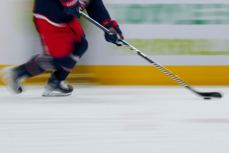 Nov 2, 2023; Columbus, Ohio, USA;  Columbus Blue Jackets defenseman Zach Werenski (8) skates with the puck against the Tampa Bay Lightning in the second period at Nationwide Arena. Mandatory Credit: Aaron Doster-USA TODAY Sports