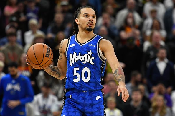 SALT LAKE CITY, UTAH - NOVEMBER 02: Cole Anthony #50 of the Orlando Magic in action during the second half of a game against the Utah Jazz at Delta Center on November 02, 2023 in Salt Lake City, Utah. NOTE TO USER: User expressly acknowledges and agrees that, by downloading and or using this photograph, User is consenting to the terms and conditions of the Getty Images License Agreement.  (Photo by Alex Goodlett/Getty Images)