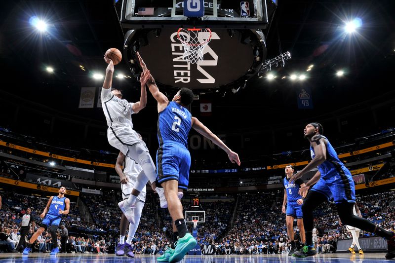 ORLANDO, FL - FEBRUARY 27: Cameron Johnson #2 of the Brooklyn Nets drives to the basket during the game against the Orlando Magic on February 27, 2024 at the Kia Center in Orlando, Florida. NOTE TO USER: User expressly acknowledges and agrees that, by downloading and or using this photograph, User is consenting to the terms and conditions of the Getty Images License Agreement. Mandatory Copyright Notice: Copyright 2024 NBAE (Photo by Fernando Medina/NBAE via Getty Images)