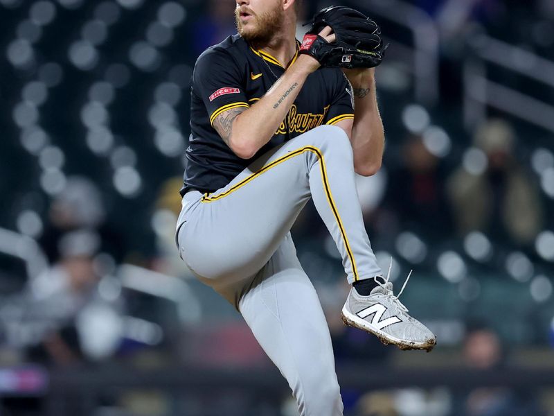 May 14, 2025; New York City, New York, USA; Pittsburgh Pirates starting pitcher Bailey Falter (6) pitches against the New York Mets during the third inning at Citi Field. Mandatory Credit: Brad Penner-Imagn Images