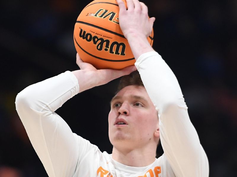 Mar 15, 2024; Nashville, TN, USA; Tennessee Volunteers guard Dalton Knecht (3) warms up before the game against the Mississippi State Bulldogs at Bridgestone Arena. Mandatory Credit: Christopher Hanewinckel-USA TODAY Sports