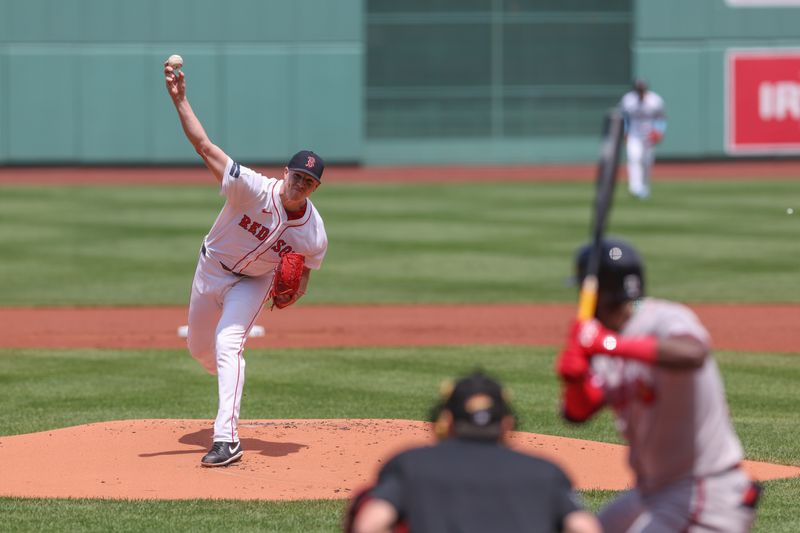 Jun 5, 2024; Boston, Massachusetts, USA; Boston Red Sox starting pitcher Nick Pivetta (37) throws a pitch during the first inning against the Atlanta Braves at Fenway Park. Mandatory Credit: Paul Rutherford-USA TODAY Sports