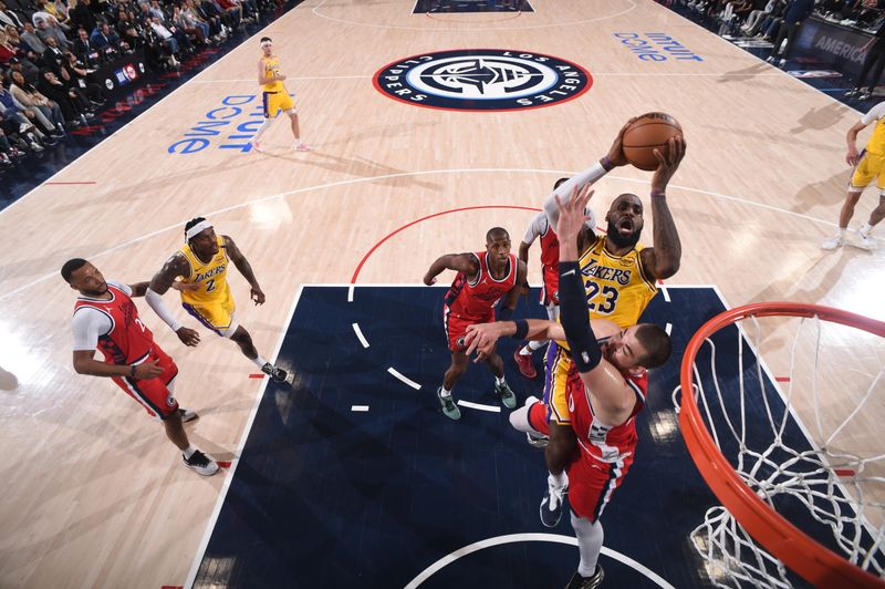 INGLEWOOD, CA - FEBRUARY 4: LeBron James #23 of the Los Angeles Lakers drives to the basket during the game against the LA Clippers on February 4, 2025 at Intuit Dome in Los Angeles, California. NOTE TO USER: User expressly acknowledges and agrees that, by downloading and/or using this Photograph, user is consenting to the terms and conditions of the Getty Images License Agreement. Mandatory Copyright Notice: Copyright 2025 NBAE (Photo by Juan Ocampo/NBAE via Getty Images)