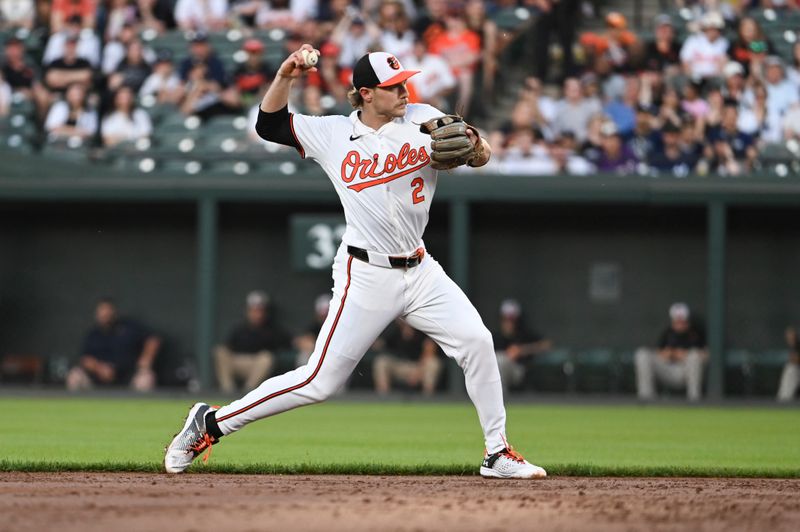 May 1, 2024; Baltimore, Maryland, USA; Baltimore Orioles shortstop Gunnar Henderson (2) throws to first base] for the 3i] force to of New York Yankees outfielder Juan Soto (22)  at Oriole Park at Camden Yards. Mandatory Credit: Tommy Gilligan-USA TODAY Sports