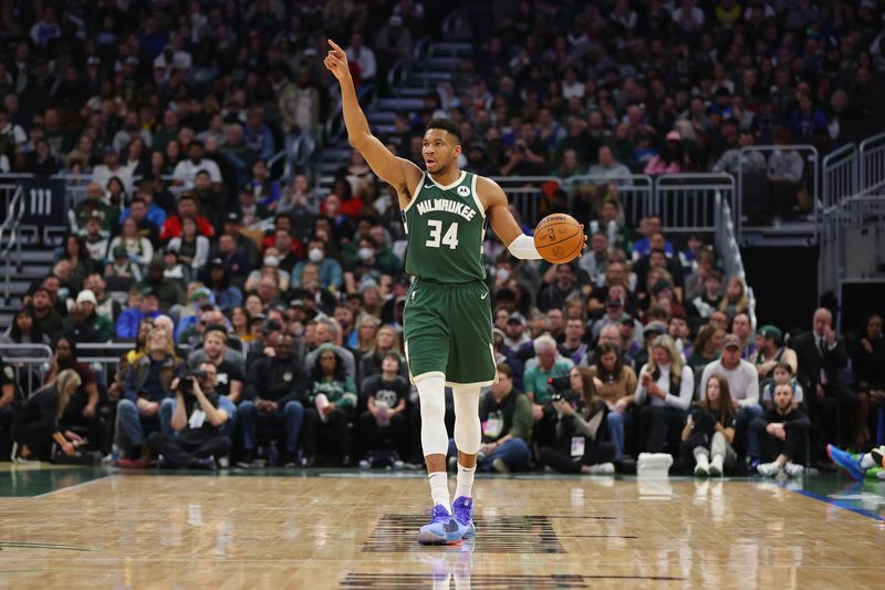 MILWAUKEE, WISCONSIN - DECEMBER 21: Giannis Antetokounmpo #34 of the Milwaukee Bucks handles the ball during a game against the Orlando Magic at Fiserv Forum on December 21, 2023 in Milwaukee, Wisconsin. NOTE TO USER: User expressly acknowledges and agrees that, by downloading and or using this photograph, User is consenting to the terms and conditions of the Getty Images License Agreement. (Photo by Stacy Revere/Getty Images)