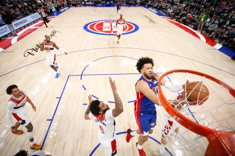 DETROIT, MI - MARCH 11:  Cade Cunningham #2 of the Detroit Pistons drives to the basket during the game against the Washington Wizards on March 11, 2025 at Little Caesars Arena in Detroit, Michigan. NOTE TO USER: User expressly acknowledges and agrees that, by downloading and/or using this photograph, User is consenting to the terms and conditions of the Getty Images License Agreement. Mandatory Copyright Notice: Copyright 2025 NBAE (Photo by Brian Sevald/NBAE via Getty Images)