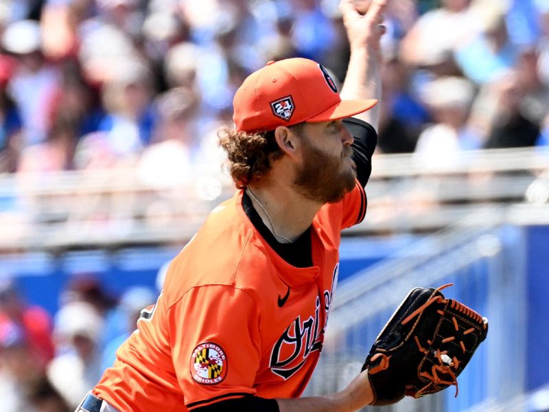 Mar 19, 2024; Dunedin, Florida, USA; Baltimore Orioles starting pitcher Cole Irvin (19) throws a pitch in the first inning of the spring training game against the Toronto Blue Jays at TD Ballpark. Mandatory Credit: Jonathan Dyer-USA TODAY Sports