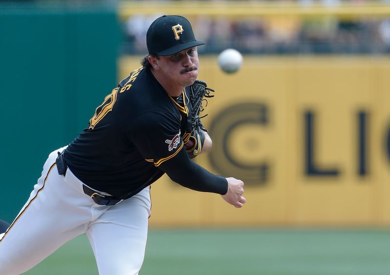 Aug 4, 2024; Pittsburgh, Pennsylvania, USA;  Pittsburgh Pirates starting pitcher Paul Skenes (30) pitches against the Arizona Diamondbacks during the fourth inning at PNC Park. Mandatory Credit: Charles LeClaire-USA TODAY Sports