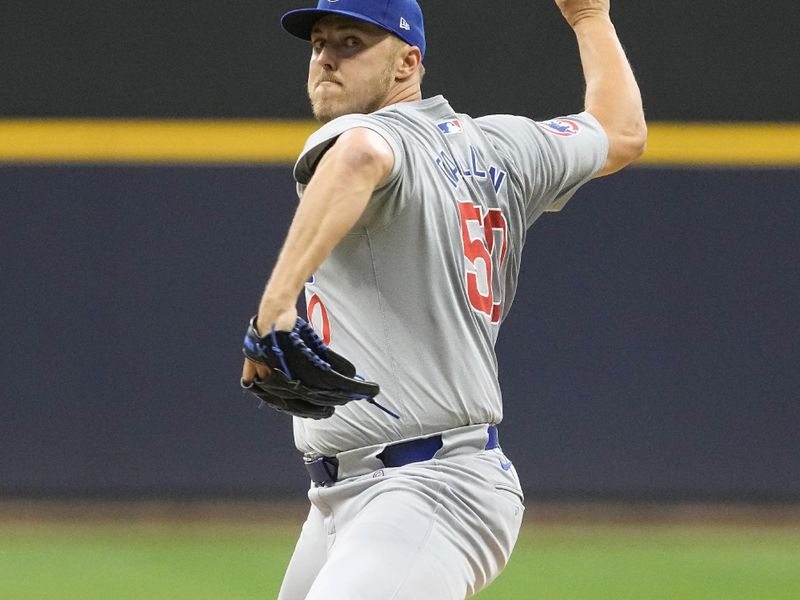 Jun 28, 2024; Milwaukee, Wisconsin, USA;  Chicago Cubs pitcher Jameson Taillon (50) throws a pitch during the first inning against the Milwaukee Brewers at American Family Field. Mandatory Credit: Jeff Hanisch-USA TODAY Sports