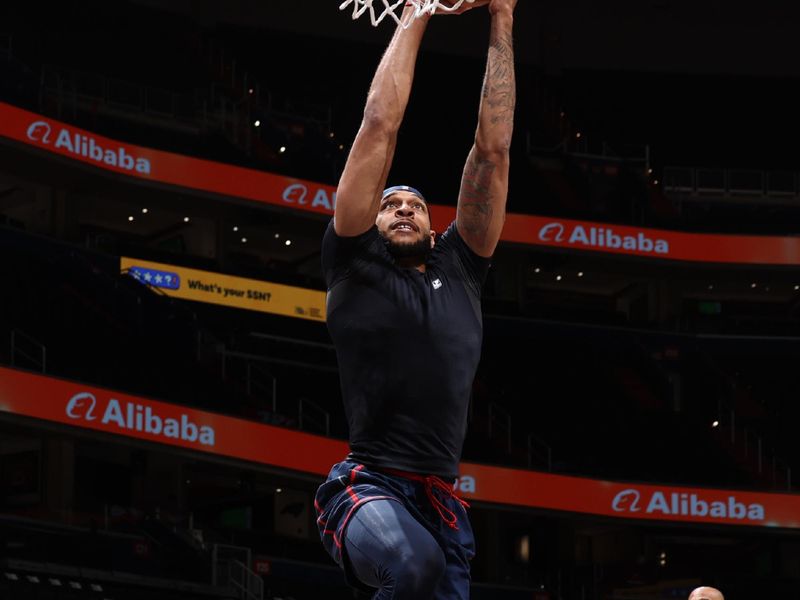 WASHINGTON, DC -? FEBRUARY 7: Daniel Gafford #21 of the Washington Wizards warms up before the game against the Cleveland Cavaliers on February 7, 2024 at Capital One Arena in Washington, DC. NOTE TO USER: User expressly acknowledges and agrees that, by downloading and or using this Photograph, user is consenting to the terms and conditions of the Getty Images License Agreement. Mandatory Copyright Notice: Copyright 2024 NBAE (Photo by Stephen Gosling/NBAE via Getty Images)