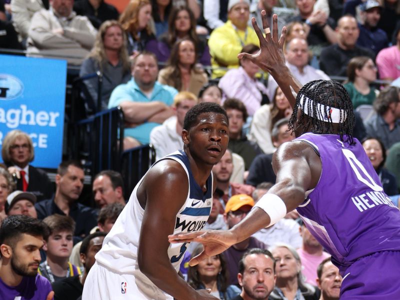 SALT LAKE CITY, UT - MARCH 18: Anthony Edwards #5 of the Minnesota Timberwolves handles the ball during the game against the Utah Jazz on March 18, 2024 at Delta Center in Salt Lake City, Utah. NOTE TO USER: User expressly acknowledges and agrees that, by downloading and or using this Photograph, User is consenting to the terms and conditions of the Getty Images License Agreement. Mandatory Copyright Notice: Copyright 2024 NBAE (Photo by Melissa Majchrzak/NBAE via Getty Images)