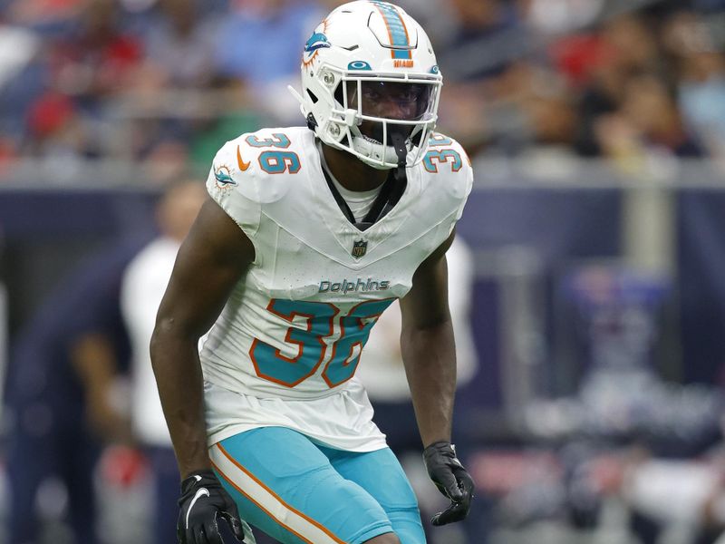 Miami Dolphins safety Keidron Smith (36) in action during an NFL preseason football game against the Houston Texans, Saturday, Aug. 19, 2023, in Houston. (AP Photo/Tyler Kaufman)