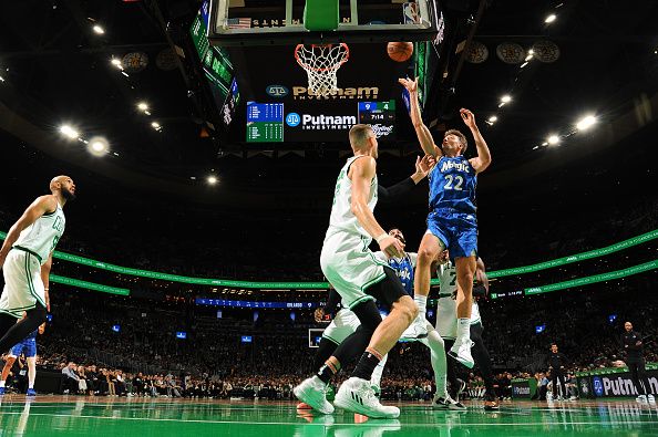 BOSTON, MA - DECEMBER 17: Franz Wagner #22 of the Orlando Magic shoots the ball during the game against the Boston Celtics on December 17, 2023 at the TD Garden in Boston, Massachusetts. NOTE TO USER: User expressly acknowledges and agrees that, by downloading and or using this photograph, User is consenting to the terms and conditions of the Getty Images License Agreement. Mandatory Copyright Notice: Copyright 2023 NBAE  (Photo by Brian Babineau/NBAE via Getty Images)