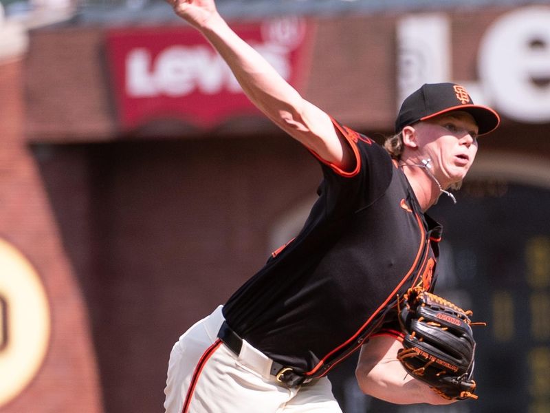 Jul 13, 2024; San Francisco, California, USA; San Francisco Giants pitcher Hayden Birdsong (60) throws a pitch against the Minnesota Twins during the first inning at Oracle Park. Mandatory Credit: Ed Szczepanski-USA TODAY Sports