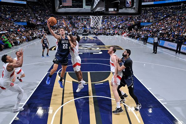 ORLANDO, FL - NOVEMBER 21: Franz Wagner #22 of the Orlando Magic shoots the ball during the game against the Toronto Raptors during the In-Season Tournament on November 21, 2023 at Amway Center in Orlando, Florida. NOTE TO USER: User expressly acknowledges and agrees that, by downloading and or using this photograph, User is consenting to the terms and conditions of the Getty Images License Agreement. Mandatory Copyright Notice: Copyright 2023 NBAE (Photo by Fernando Medina/NBAE via Getty Images)