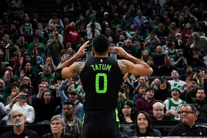 BOSTON, MA - NOVEMBER 25: Jayson Tatum #0 of the Boston Celtics before the game against the LA Clippers on November 25, 2024 at TD Garden in Boston, Massachusetts. NOTE TO USER: User expressly acknowledges and agrees that, by downloading and/or using this Photograph, user is consenting to the terms and conditions of the Getty Images License Agreement. Mandatory Copyright Notice: Copyright 2024 NBAE (Photo by Brian Babineau/NBAE via Getty Images)