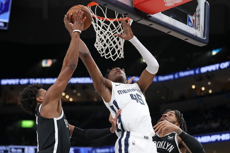 MEMPHIS, TENNESSEE - FEBRUARY 26: GG Jackson #45 of the Memphis Grizzlies goes to the basket against against the Brooklyn Nets at FedExForum on February 26, 2024 in Memphis, Tennessee. NOTE TO USER: User expressly acknowledges and agrees that, by downloading and or using this photograph, User is consenting to the terms and conditions of the Getty Images License Agreement. (Photo by Justin Ford/Getty Images)