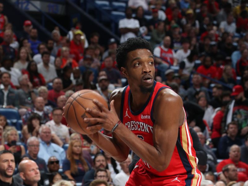 NEW ORLEANS, LA - APRIL 19: Herb Jones #5 of the New Orleans Pelicans drives to the basket during the game against the Sacramento Kings during the 2024 NBA Play-In Tournament on April 19, 2024 at the Smoothie King Center in New Orleans, Louisiana. NOTE TO USER: User expressly acknowledges and agrees that, by downloading and or using this Photograph, user is consenting to the terms and conditions of the Getty Images License Agreement. Mandatory Copyright Notice: Copyright 2024 NBAE (Photo by Layne Murdoch Jr./NBAE via Getty Images)