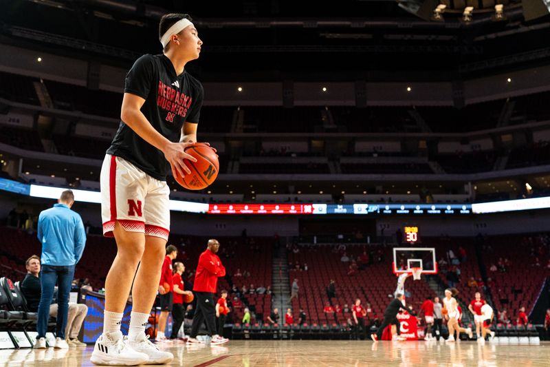 Jan 9, 2024; Lincoln, Nebraska, USA; Nebraska Cornhuskers guard Keisei Tominaga (30) before the game against the Purdue Boilermakers at Pinnacle Bank Arena. Mandatory Credit: Dylan Widger-USA TODAY Sports