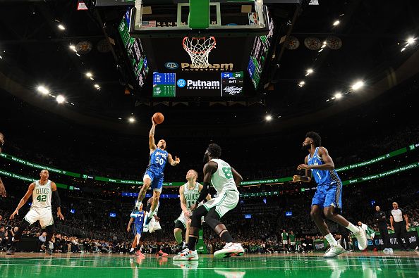 BOSTON, MA - DECEMBER 17: Cole Anthony #50 of the Orlando Magic shoots the ball during the game against the Boston Celtics on December 17, 2023 at the TD Garden in Boston, Massachusetts. NOTE TO USER: User expressly acknowledges and agrees that, by downloading and or using this photograph, User is consenting to the terms and conditions of the Getty Images License Agreement. Mandatory Copyright Notice: Copyright 2023 NBAE  (Photo by Brian Babineau/NBAE via Getty Images)