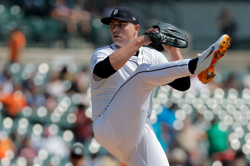 Sep 12, 2024; Detroit, Michigan, USA;  Detroit Tigers pitcher Tarik Skubal (29) pitches in the first inning against the Colorado Rockies at Comerica Park. Mandatory Credit: Rick Osentoski-Imagn Images